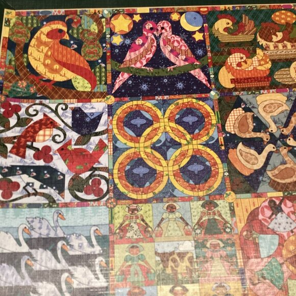 Cobble Hill “Twelve Days Of Christmas Quilt” 1000 Piece Jigsaw Puzzle Random Cut - Picture 3 of 9